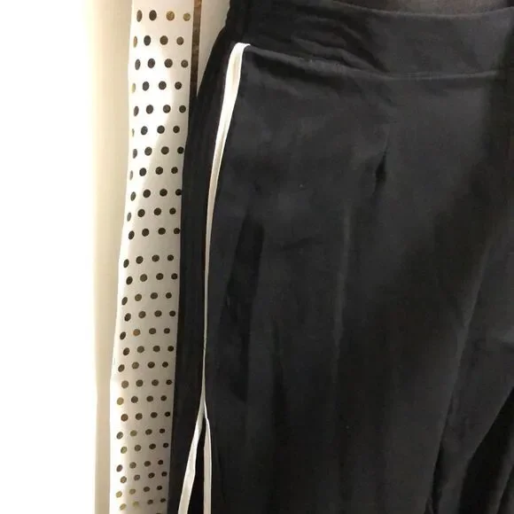 BLACK Slit Leg wide Slacks pants NWT High Waisted Trousers - Picture 4 of 5